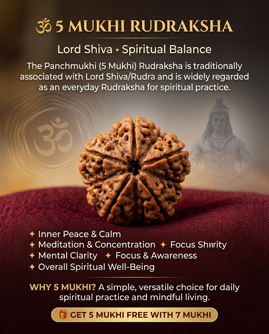 Buy 7 Mukhi Rudraksha Get 5 Mukhi Rudraksha FREE | Limited-Time Sawan Offer