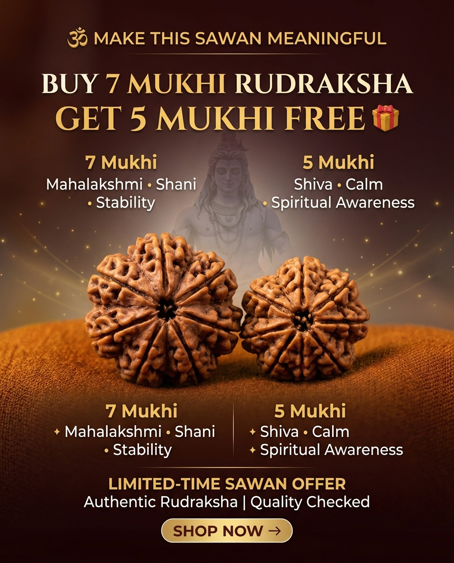 Buy 7 Mukhi Rudraksha Get 5 Mukhi Rudraksha FREE | Limited-Time Sawan Offer