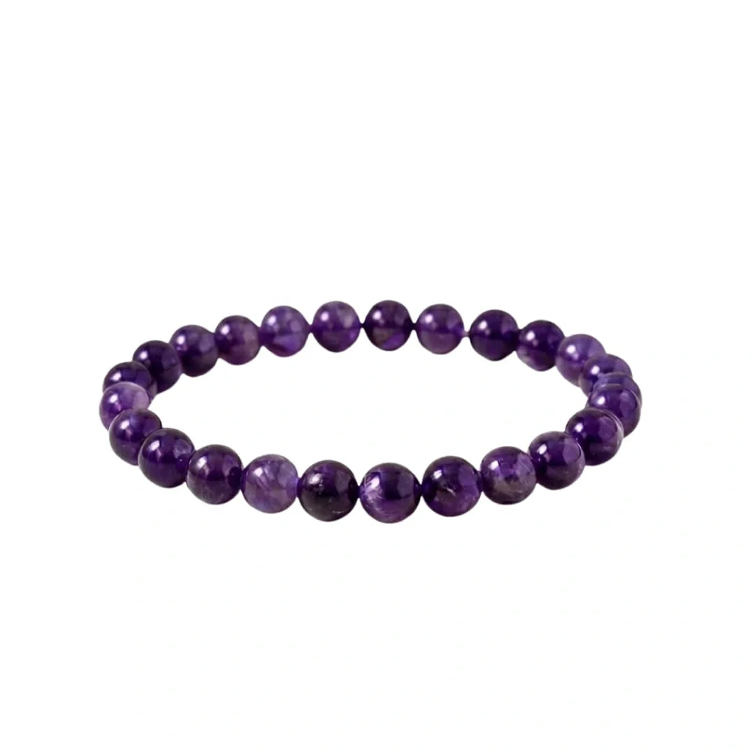 Natural Purple Amethyst Bead Bracelet for Men and Women
