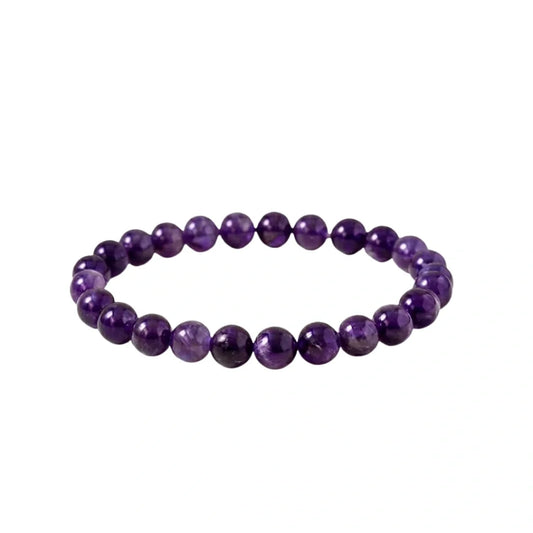 Natural Purple Amethyst Bead Bracelet for Men and Women