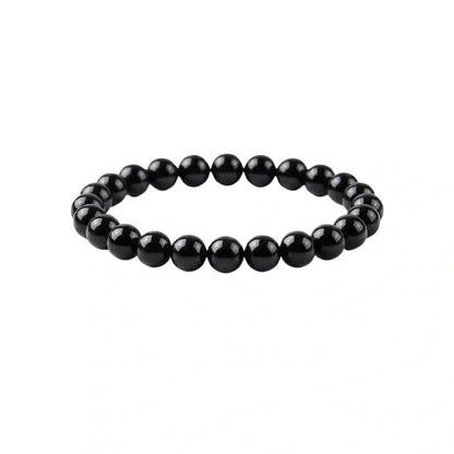 Natural Black Tourmaline Round Beads Bracelet for Men and Women