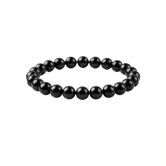 Natural Black Tourmaline Round Beads Bracelet for Men and Women