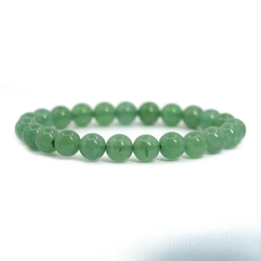 Close-up of 8mm green aventurine bead bracelet