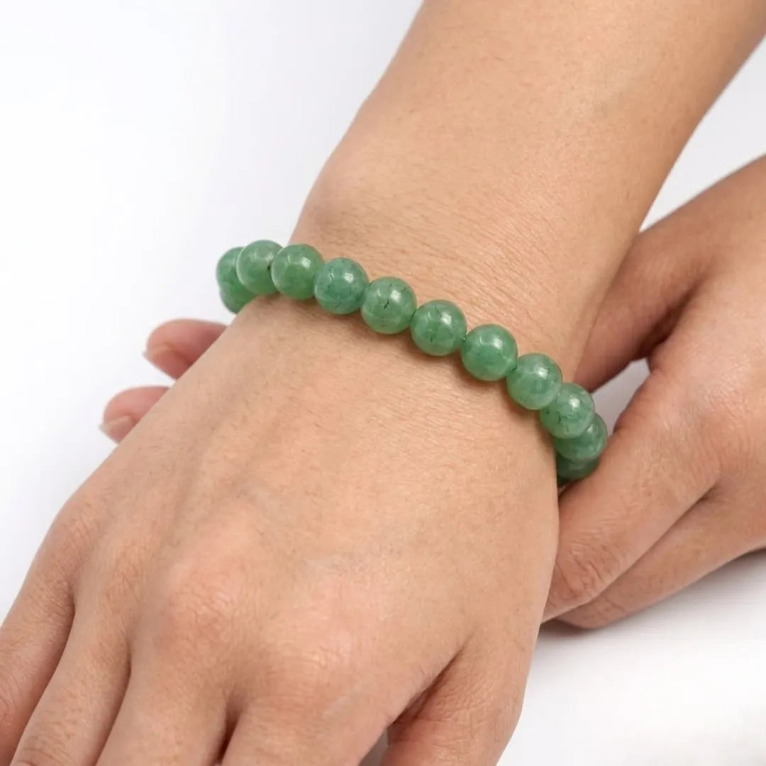 Natural green aventurine bracelet 8mm on wrist
