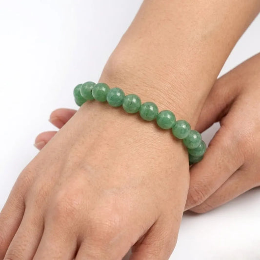 Natural green aventurine bracelet 8mm on wrist