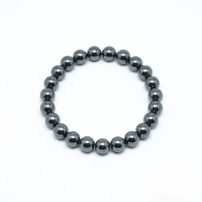 Natural hematite bracelet with polished gemstone beads