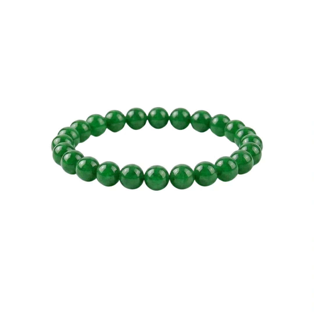 Natural Green Jade Gemstone Bracelet with Round Beads