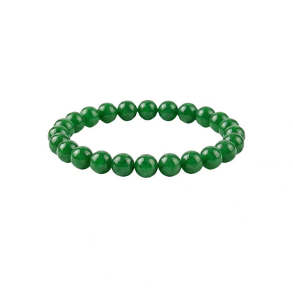 Natural Green Jade Gemstone Bracelet with Round Beads