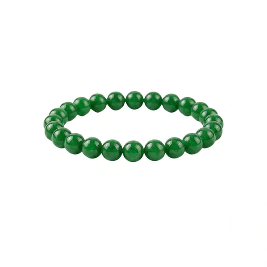 Natural Green Jade Gemstone Bracelet with Round Beads