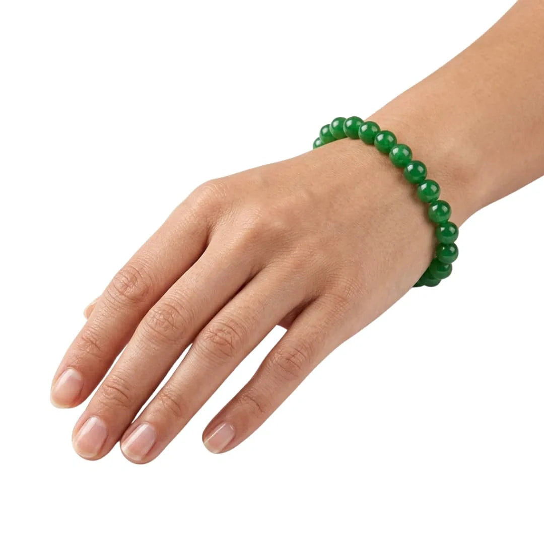 Closeup of Jade Gemstone Bracelet on Wrist