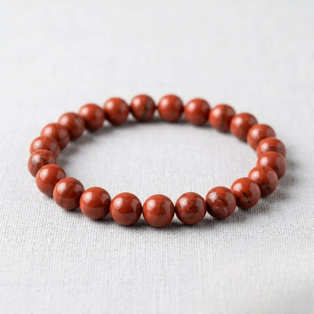 Handmade Red Jasper Bead Bracelet for Women