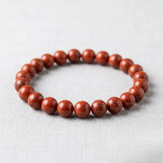 Handmade Red Jasper Bead Bracelet for Women