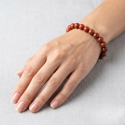 Wearing Red Jasper Bracelet on Wrist